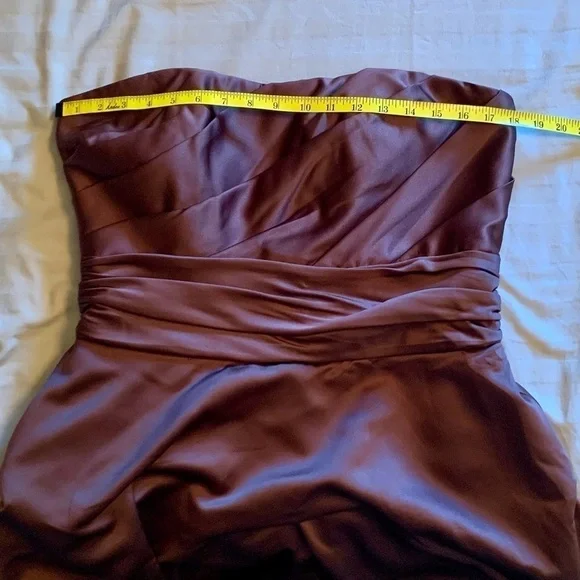 David’s Bridal Mini Strapless Neckline Bubble Hem Ruched Bodice Brown Women’s 12 - Picture 4 of 8